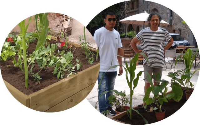 Photos prises pendant le déroulement de l'atelier 'Jardins urbains partagés'.