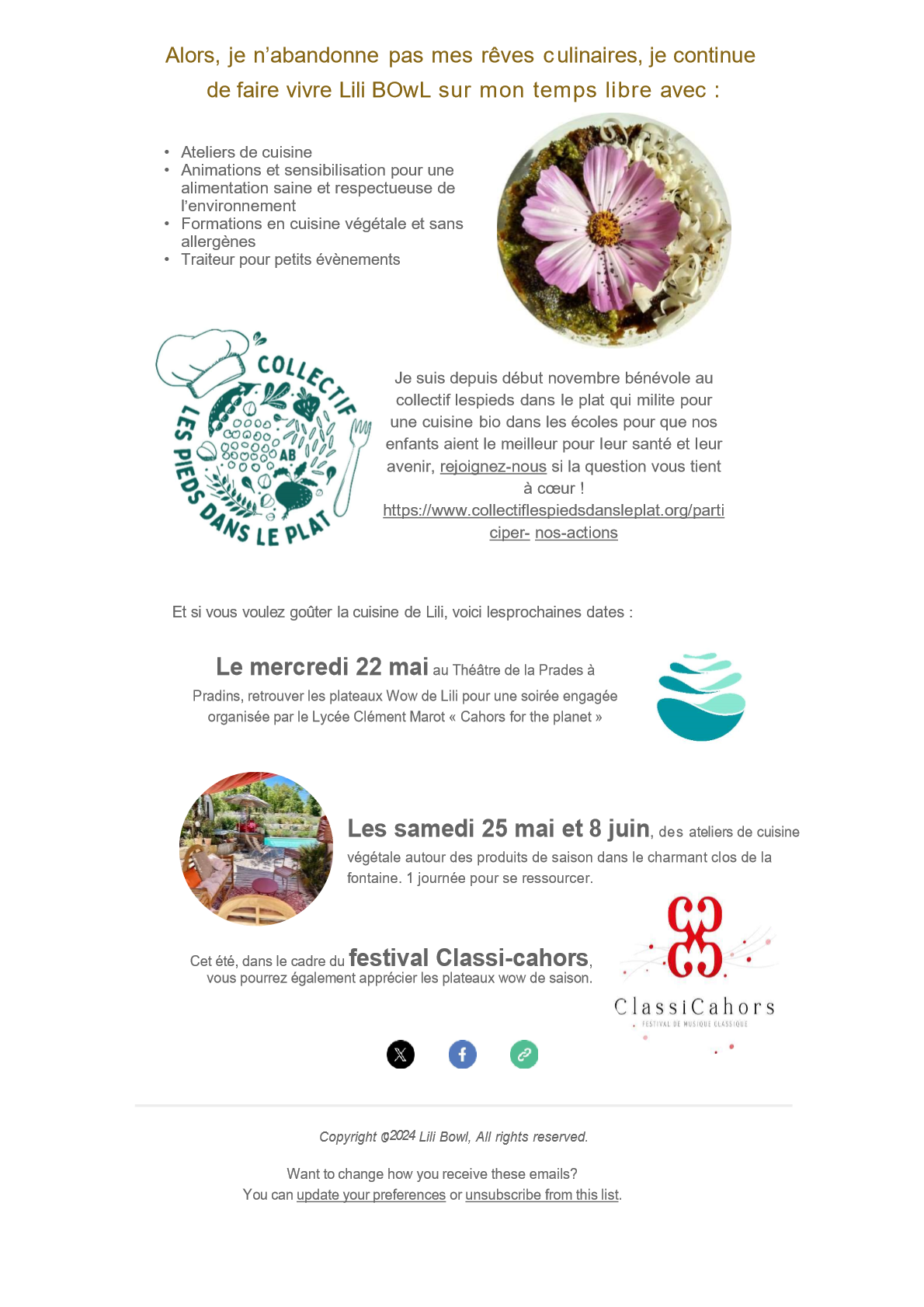 Les desserts proposés par le restaurant.